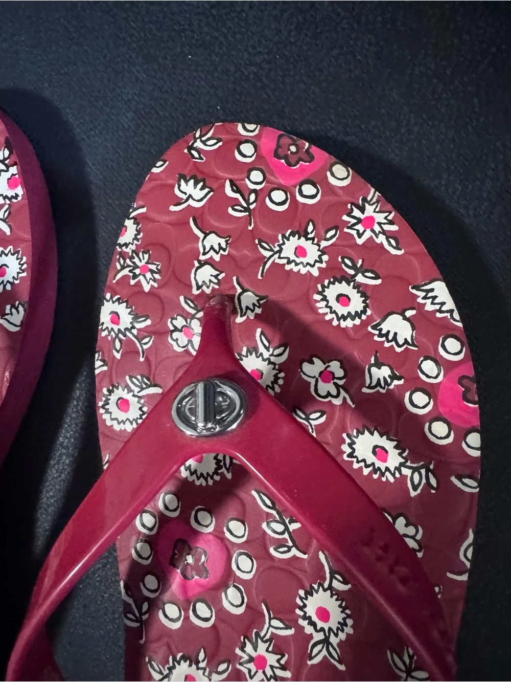 Coach Women's Red Floral Flip Flop Sandals